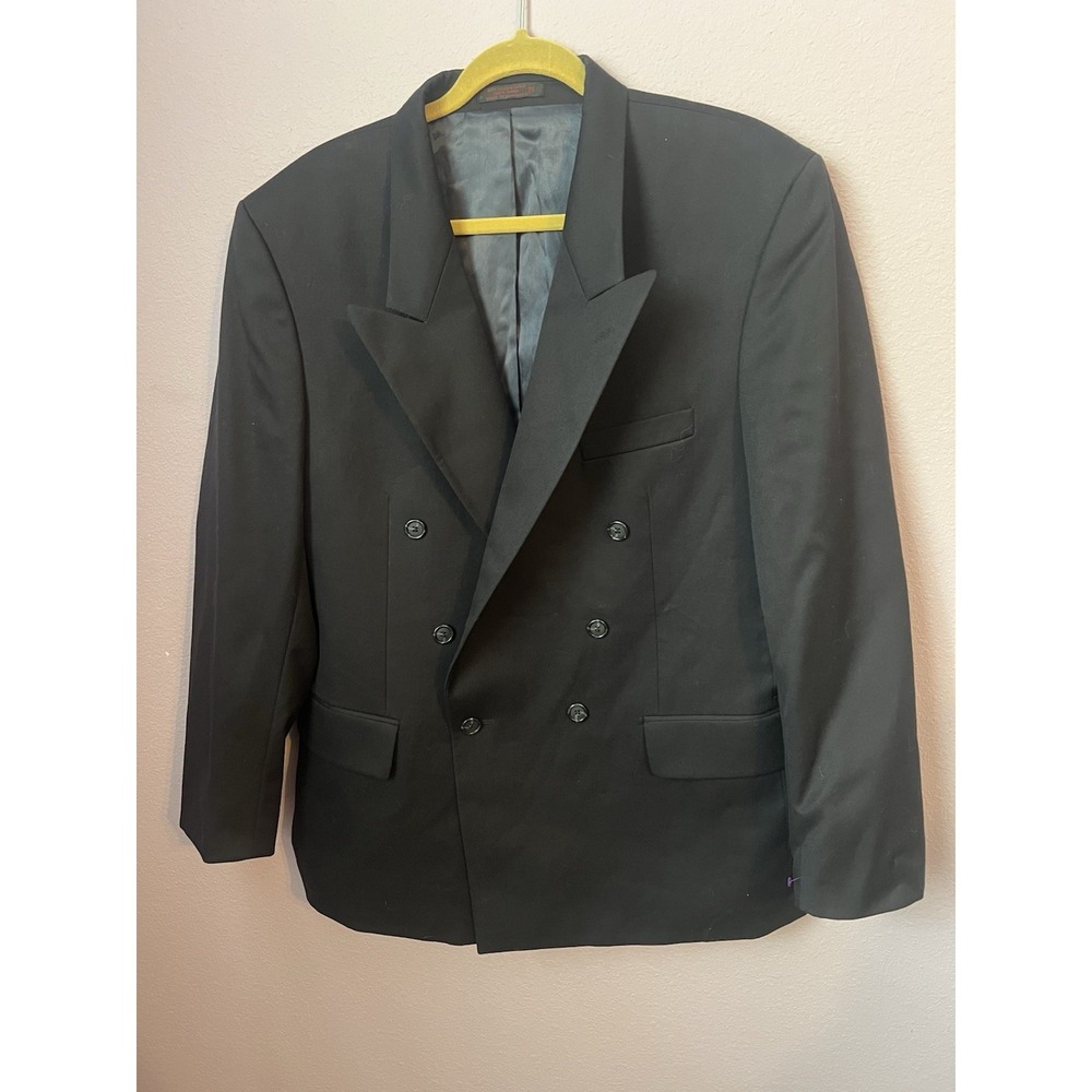 Vintage Men's Black Andre Villard Wool Suit Coat Jacket Made In Hungary Regular